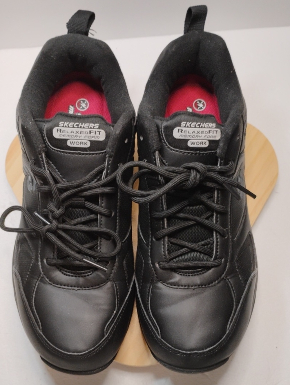 Skechers Men's Black Athletic Work Sneakers with Red Insoles